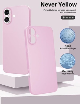 Kryt X-level pre iPhone 16, tenký 0,3 mm, ružový.
