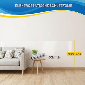 Priehľadná elektrostatická ochranná fólia na stenu 40 × 200 cm, ochranná fólia proti striekajúcej vode