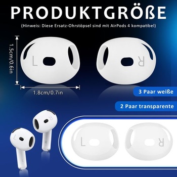 5 párov náhradných náušníkov pre AirPods 4, protišmykové silikónové kryty náušníkov, odolné proti