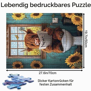 Tucocoo rustikálne puzzle s kravou z vysočiny, 1000 dielikov, farmársky štýl, toaleta pre dospelých,