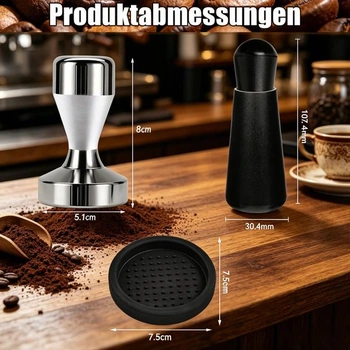 Súprava vtláčadla na espresso 51 mm s ihlou WDT a silikónovou podložkou pre portafiltre,