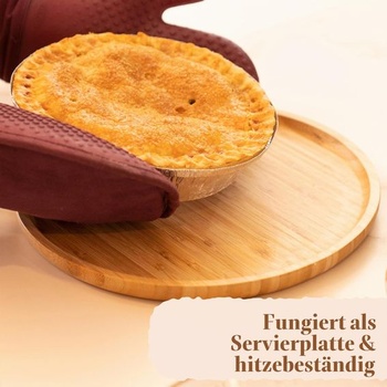 Okrúhly bambusový servírovací tanier 25 cm – Prírodný bambusový drevený podnos, okrúhly drevený tanier