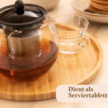 Okrúhly bambusový servírovací tanier 25 cm – Prírodný bambusový drevený podnos, okrúhly drevený tanier