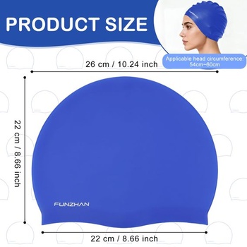 Silikonová plavecká čepice, nepromokavá plavecká čepice pro unisex dlouhé vlasy, modrá, velká