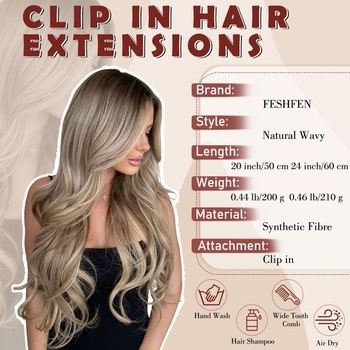 Clip in FESHFEN dlhé vlnité, 50 cm