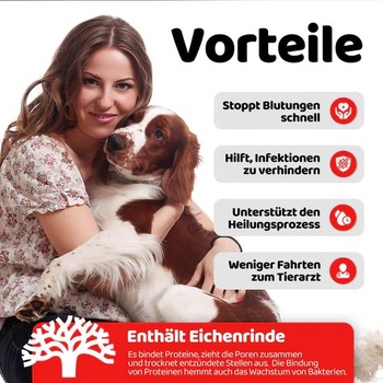 Pudr na rány a kůži pro psy | Zastavuje šmouhy a podporuje hojení | Testováno veterináři | Pudr na