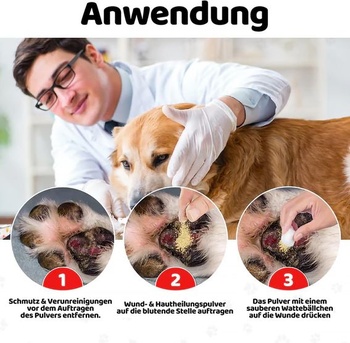 Pudr na rány a kůži pro psy | Zastavuje šmouhy a podporuje hojení | Testováno veterináři | Pudr na