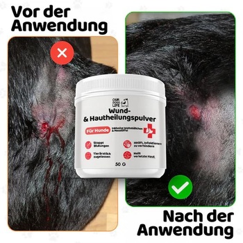 Pudr na rány a kůži pro psy | Zastavuje šmouhy a podporuje hojení | Testováno veterináři | Pudr na