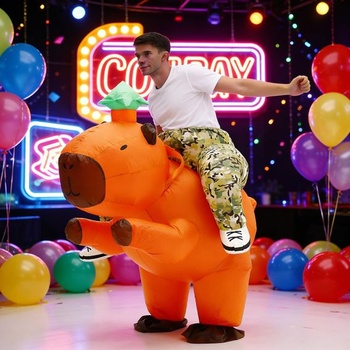 Nafukovací kostým kapybary RHYTHMARTS Nafukovací kostým kapybary pre dospelých Kostýmová párty