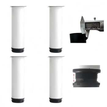 4 nastaviteľné nábytkové nohy, výškovo nastaviteľné nohy (0-15 mm) - nerezová oceľ (0,6 mm) - ABS