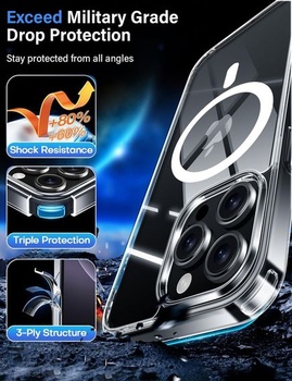 Magnetický kryt X-level pre iPhone 16 Pro Max, priehľadná sklenená zadná strana