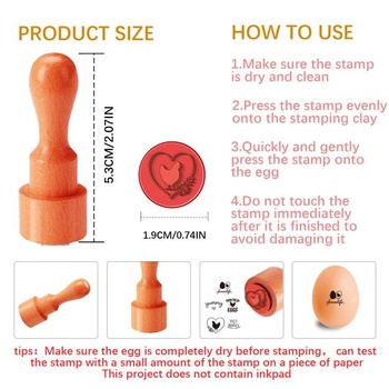 AHANDMAKER 5 stylů malá dřevěná razítka s gumovými vajíčky, mini roztomilá razítka s motivem