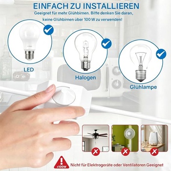 Stmievač LED Powice s vypínačom, 1,5m stmievací kábel, plochá euro zástrčka pre LED žiarovky,