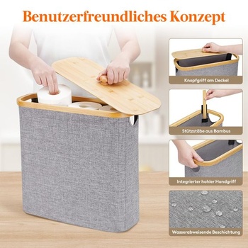 Kôš na toaletný papier Lifewit 30 l s vekom, sivý