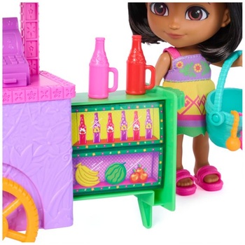 Dora, vozík Pop 'N' Go s 15 dílky, transformační vozík a úložný prostor na hračky s 15cm figurkou