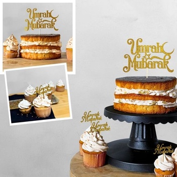 Umrah Mubarak Deko (L), Dekorations Set, Folienballons, tortový toner, cupcake topper, Ballons