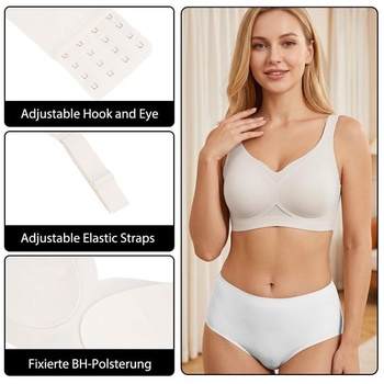 Podprsenka Aolso bez kostíc pre ženy, push-up podprsenka pre veľké prsia, silná opora, M, krémová