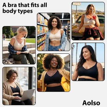 Podprsenka Aolso bez kostic pro ženy, push-up podprsenka pro velká prsa, silná opora, M, krémová