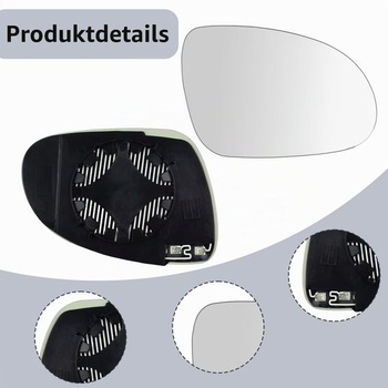 Vyhrievané asférické zrkadlo vpravo, vhodné pre vozidlá VW Golf MK5 2003–2008, Jetta 5 2005–2010,