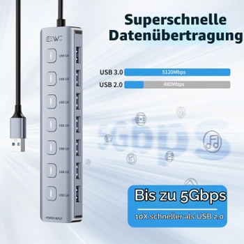 8portový USB 3.0 Hub JESWO