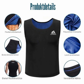 Flintronic sauna vesta, pánská zeštíhlující vesta, saunová vesta, sportovní tílko do posilovny,