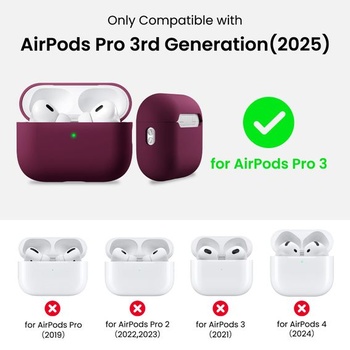 Silikonový kryt ORNARTO pro AirPods Pro 3 se šňůrkou – vínový