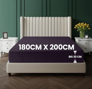Posteľná bielizeň Utopia - Napínacia prestieradlo 180x200cm až 30cm - Fialové - Certifikácia Oeko-Tex -
