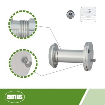 Amig - Kukátko do dveří Mod. 3 s úhlovým objektivem pro vnitřní a vnější dveře 3-14 mm, vyrobeno ze