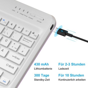 Bezdrôtová klávesnica pre tablet AVNICUD pre iOS/Android/Windows, rozloženie QWERTZ, svetlo zelená