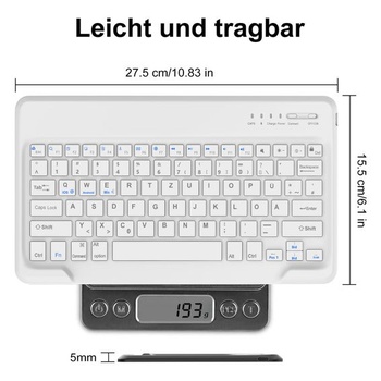 Bezdrôtová klávesnica pre tablet AVNICUD pre iOS/Android/Windows, rozloženie QWERTZ, svetlo zelená
