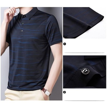 Pánske módne tenké polo tričko, letné slim tričko, streetwear, kancelárske polo tričko, top, modré,