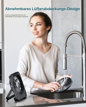 Tichý stolný ventilátor Otlonpe, dobíjací prenosný stolný ventilátor 4000 mAh, 4-stupňový malý