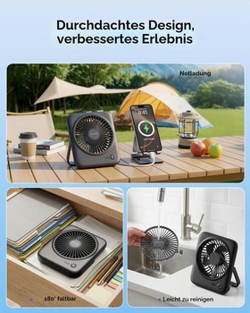 Tichý stolní ventilátor Otlonpe, dobíjecí přenosný stolní ventilátor 4000 mAh, 4stupňový malý
