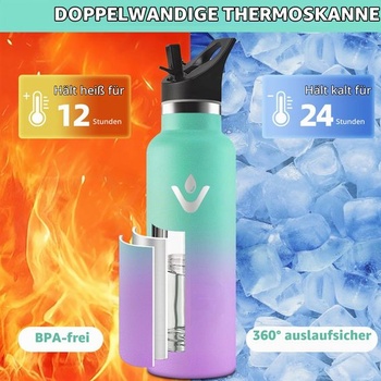 Fľaša na vodu HoneyHolly 750ml bez BPA z nerezovej ocele, nepriepustná dvojstenná izolovaná fľaša s