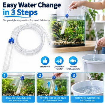 Vysavač na štěrk, ruční čerpadlo, sifonový čistič akvárií s 1,5m PVC hadicí, bezpečný pro ryby, pro