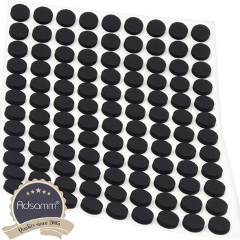 Adsamm® / 108 x Samolepiace protišmykové podložky z ľahčenej gumy EPDM / ø 10 mm / Čierna / Okrúhla /
