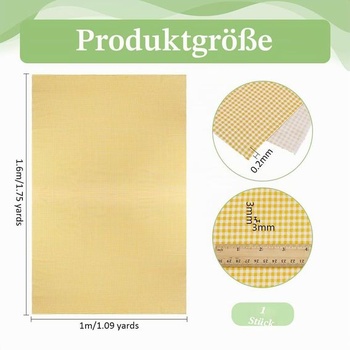 PH PandaHall Kockovaná bavlnená látka Žltá kockovaná látka 1,6x1 m Kockované vzory, látky s
