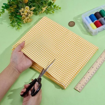 PH PandaHall Kockovaná bavlnená látka Žltá kockovaná látka 1,6x1 m Kockované vzory, látky s