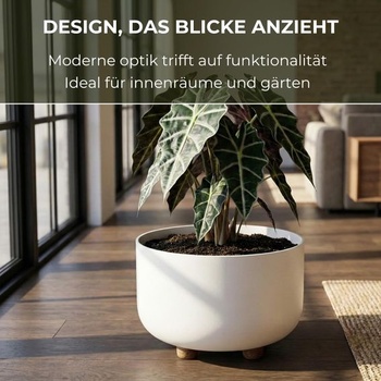 Kulatý květináč LAMELA se stylovými nožičkami - Robustní plast - Ø 27 cm x V 17 cm, 7,4 l - Odolný
