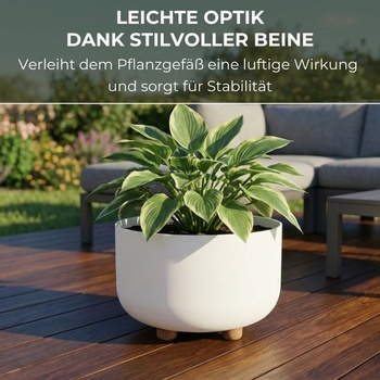 Kulatý květináč LAMELA se stylovými nožičkami - Robustní plast - Ø 27 cm x V 17 cm, 7,4 l - Odolný