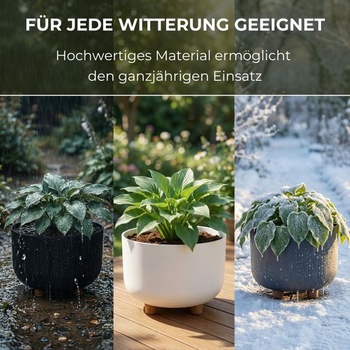 Kulatý květináč LAMELA se stylovými nožičkami - Robustní plast - Ø 27 cm x V 17 cm, 7,4 l - Odolný