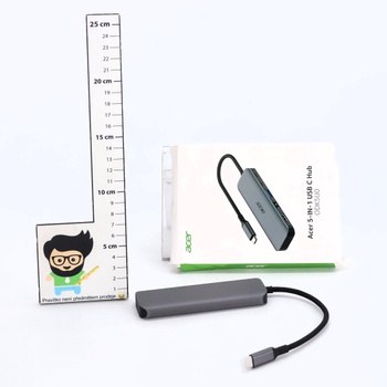 Rozbočovač Acer 5 v 1 USB-C, adaptér USB-C na HDMI 4K pri 60 Hz, prenos dát 5 Gb/s cez USB-A a