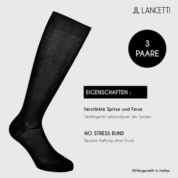 LANCETTI Elegantní dlouhé pánské ponožky Fil d'Écosse - 3 páry 45-46 Černá