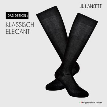 LANCETTI Elegantní dlouhé pánské ponožky Fil d'Écosse - 3 páry 45-46 Černá