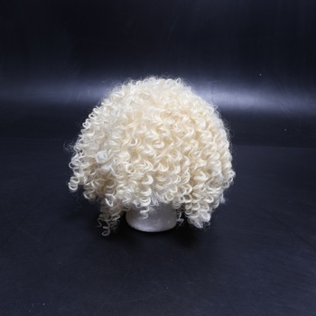 PORSMEER Kučeravá afro parochňa blond prírodné syntetické vlasy s ofinou pre ženy po ramená afro