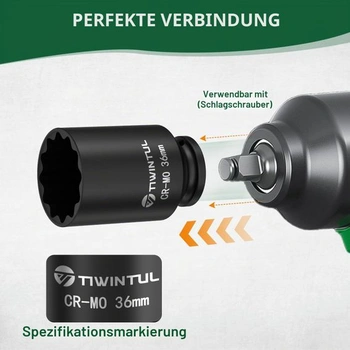 1/2 palcové rázové nástrčné klíče 36 mm, 12hranný elektrický nástrčný klíč 36 mm (12hranný)