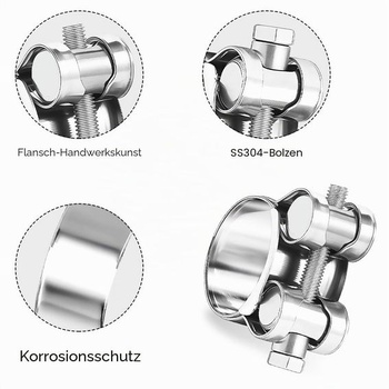 4 objímky na závěsné šrouby, nerezová ocel 304, hadicové objímky 23-25 mm, 4 ks