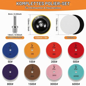 Sada diamantových brusných kotoučů pro mokré leštění žuly a mramoru 125 mm