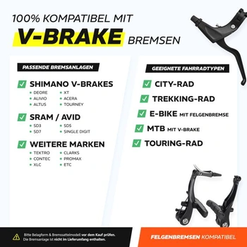 Brzdové destičky V-Brake pro jízdní kola, 72 mm, jemně nastavitelné, 2 páry pro Shimano, brzdové