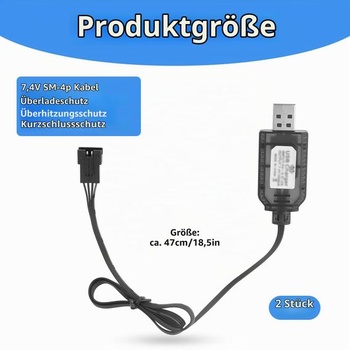 2 PCS SM-4P USB nabíjacie káble pre RC auto/lode Gel Blaster